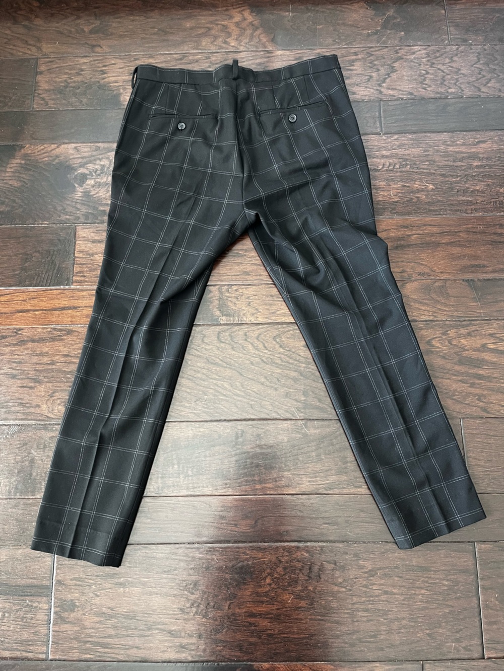 H&M Black Windowpane Skinny Fit Dress Pants; Size 34R